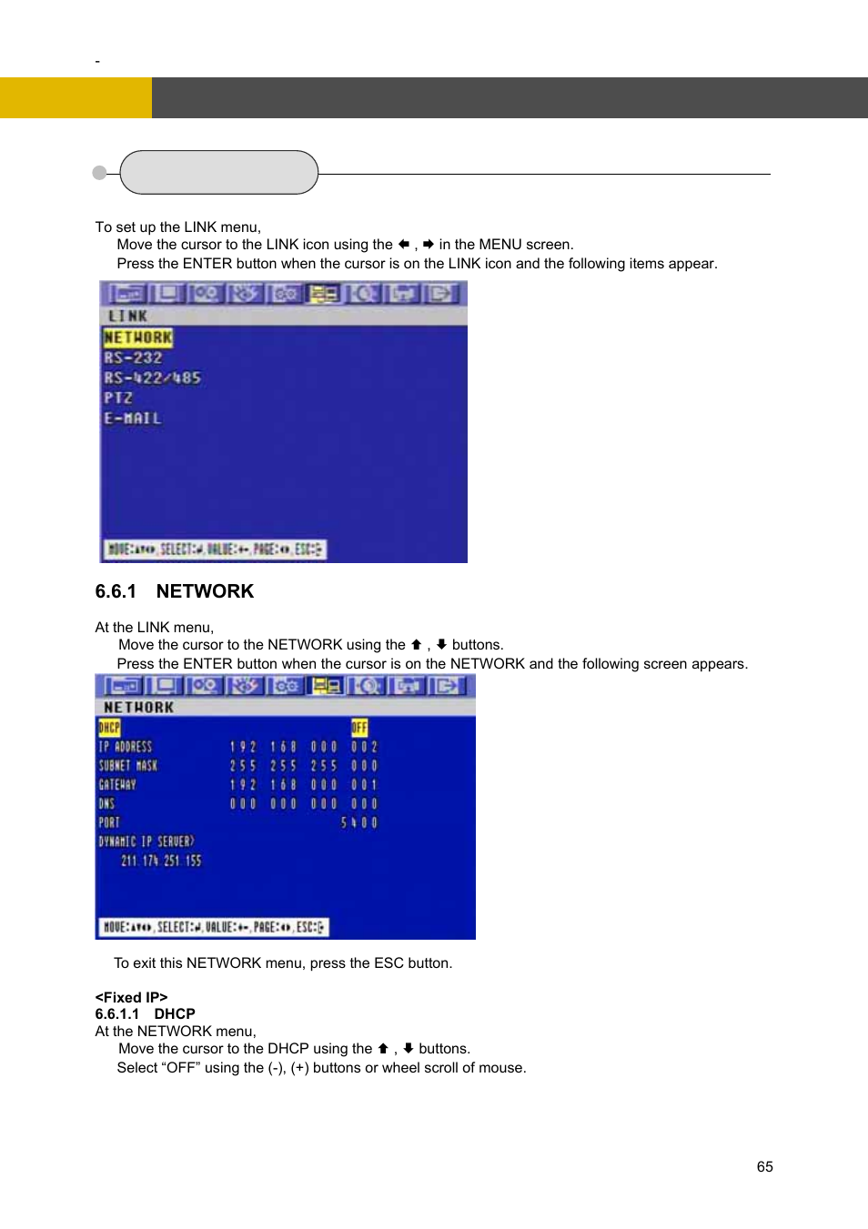 6 link, Menu setup | Channel Vision DVR-4N User Manual | Page 66 / 95