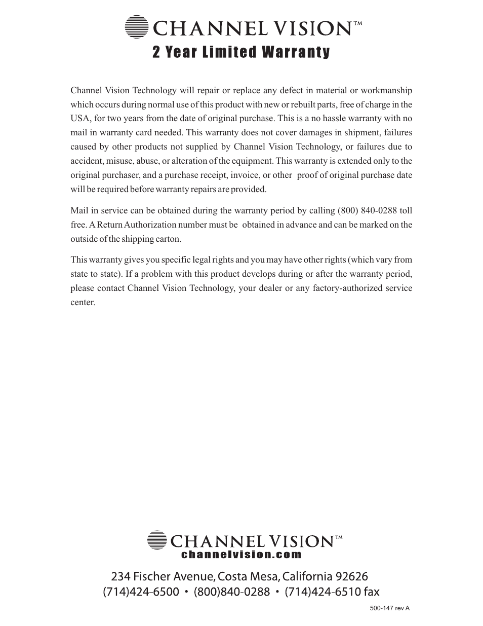Channel Vision DVR-4N User Manual | Page 95 / 95