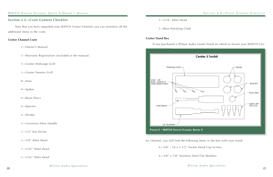 Center stand box, Center channel crate | Wilson Audio WATCH Center Series 3 User Manual | Page 11 / 54
