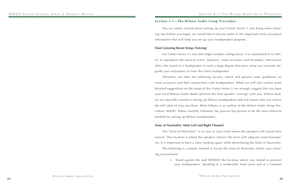Wilson Audio WATCH Center Series 3 User Manual | Page 13 / 54