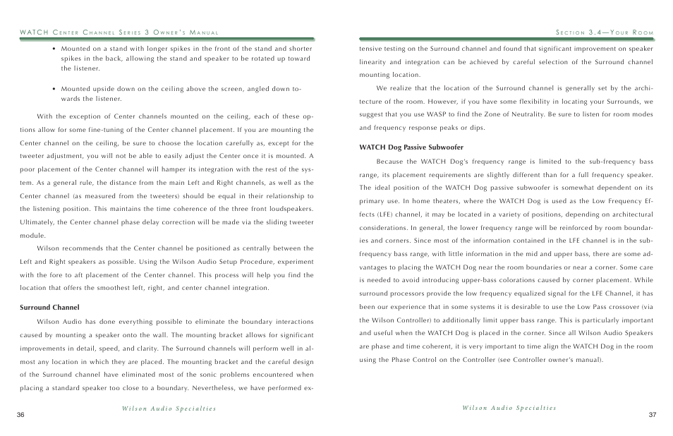 Wilson Audio WATCH Center Series 3 User Manual | Page 19 / 54