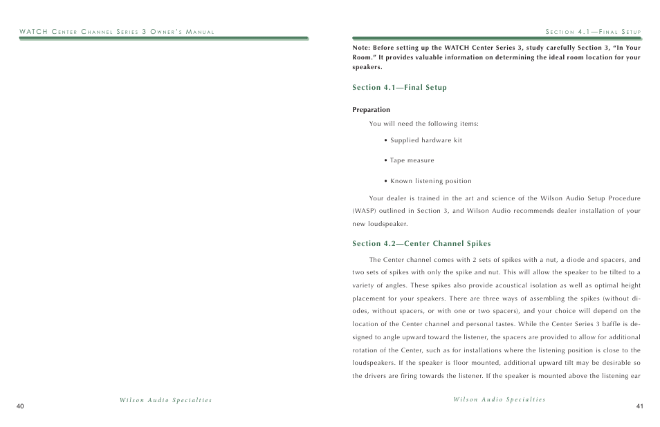 Wilson Audio WATCH Center Series 3 User Manual | Page 21 / 54