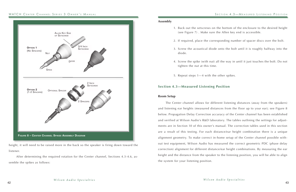 Assembly, Room setup | Wilson Audio WATCH Center Series 3 User Manual | Page 22 / 54