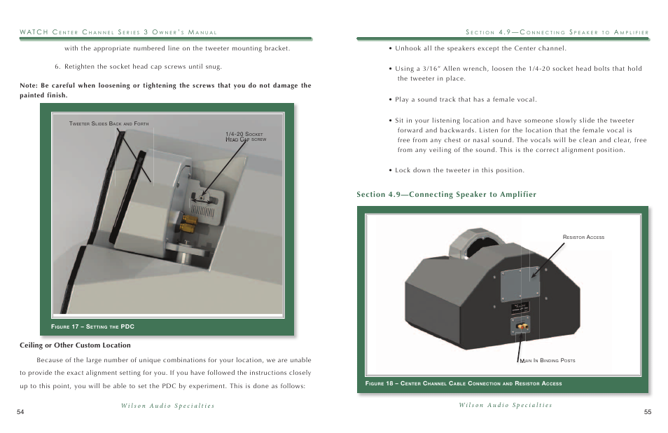 Ceiling or other custom location, 4 . 9 — c | Wilson Audio WATCH Center Series 3 User Manual | Page 28 / 54