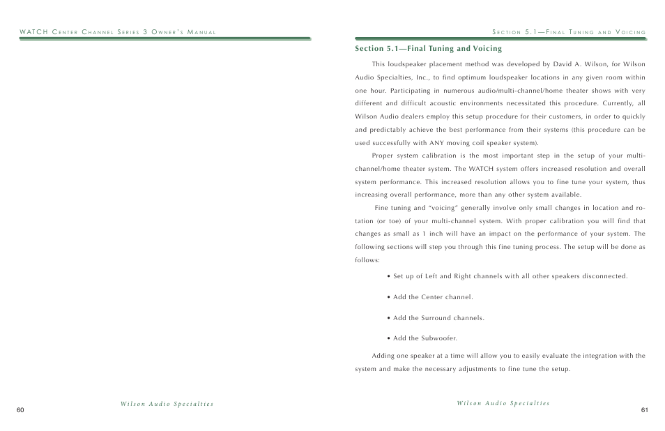 Wilson Audio WATCH Center Series 3 User Manual | Page 31 / 54