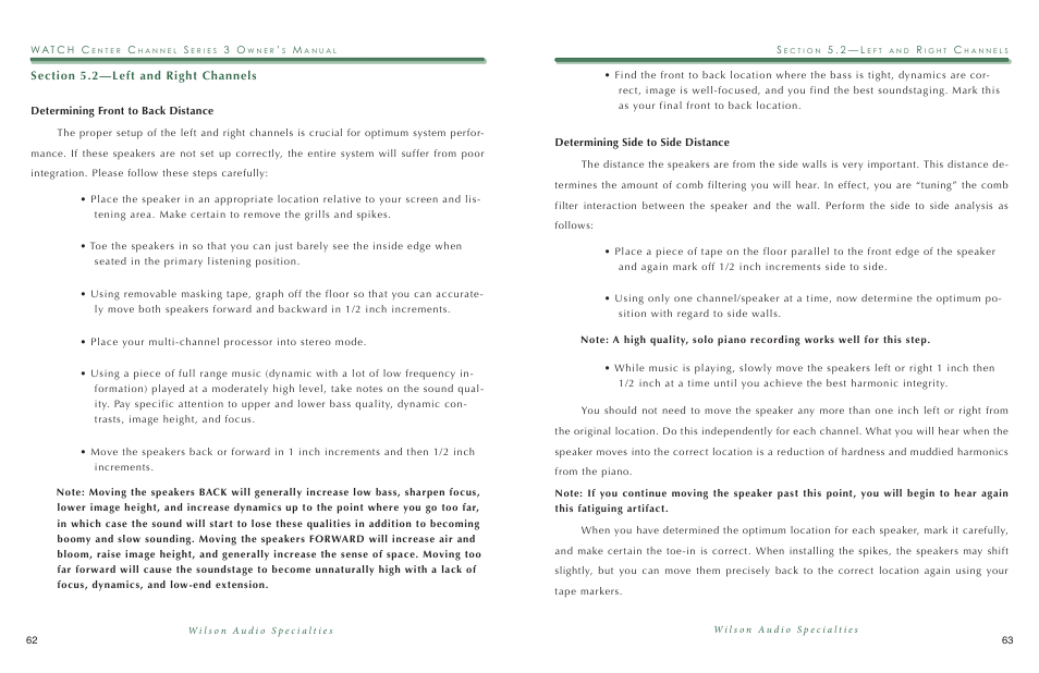 Wilson Audio WATCH Center Series 3 User Manual | Page 32 / 54