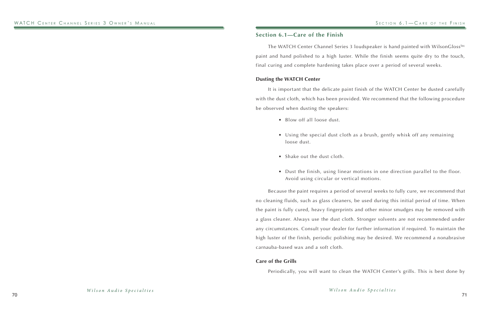 Wilson Audio WATCH Center Series 3 User Manual | Page 36 / 54