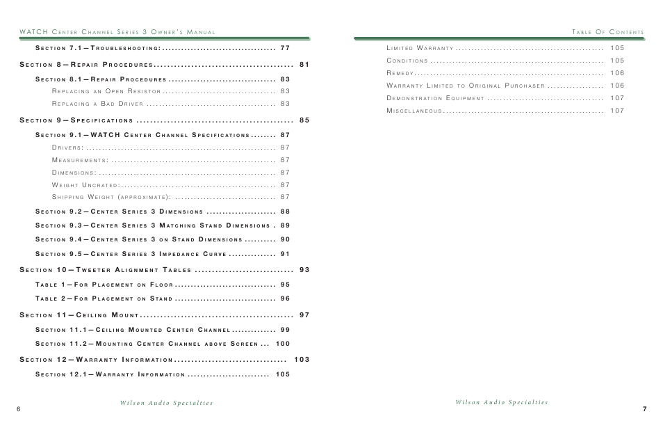 8 — r, 9 — s, 1 0 — t | 1 1 — c, 1 2 — w | Wilson Audio WATCH Center Series 3 User Manual | Page 4 / 54