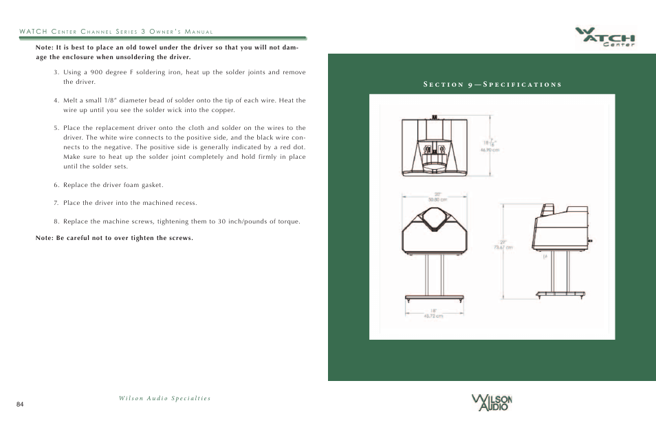 Wilson Audio WATCH Center Series 3 User Manual | Page 43 / 54