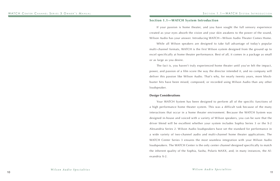 Wilson Audio WATCH Center Series 3 User Manual | Page 6 / 54