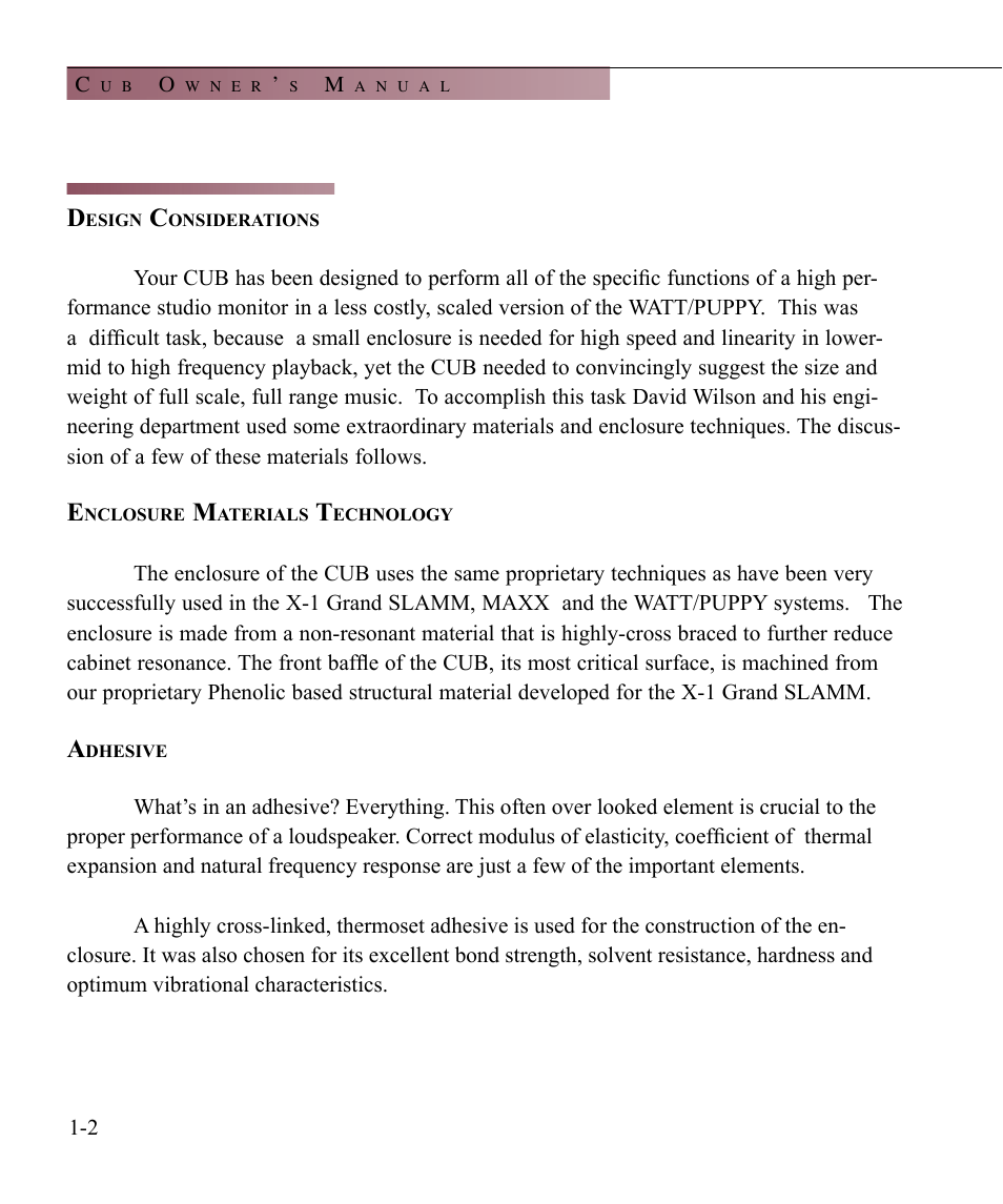 Wilson Audio Cub Series 2 User Manual | Page 12 / 64