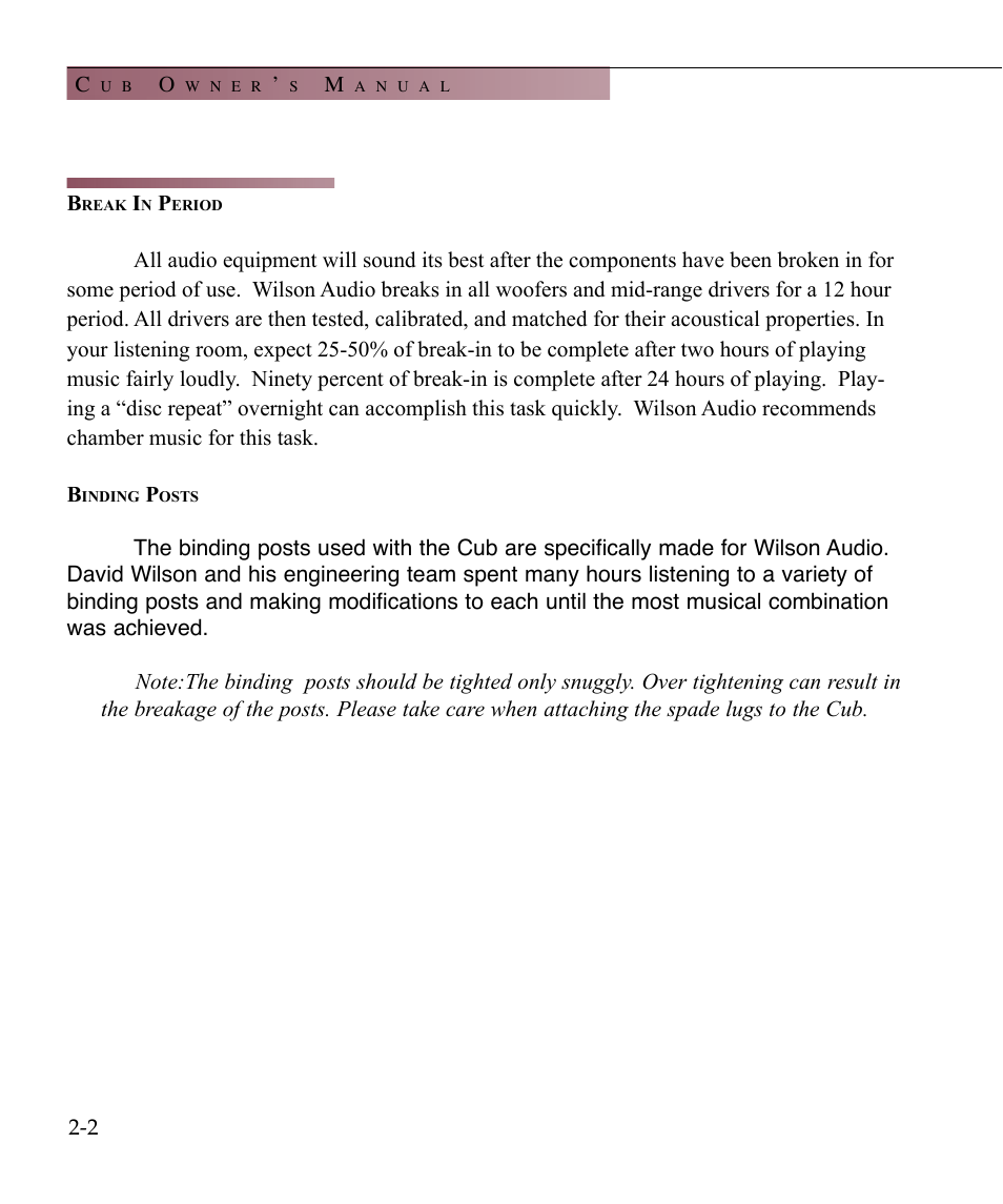 Wilson Audio Cub Series 2 User Manual | Page 18 / 64