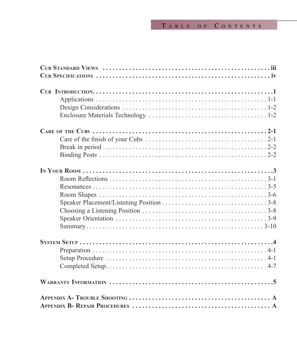 Wilson Audio Cub Series 2 User Manual | Page 3 / 64