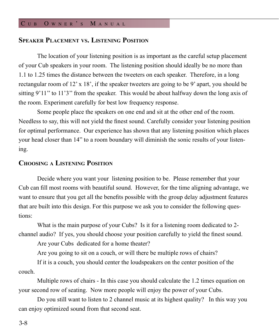 Wilson Audio Cub Series 2 User Manual | Page 30 / 64