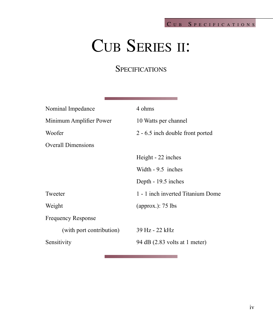 Eries | Wilson Audio Cub Series 2 User Manual | Page 7 / 64