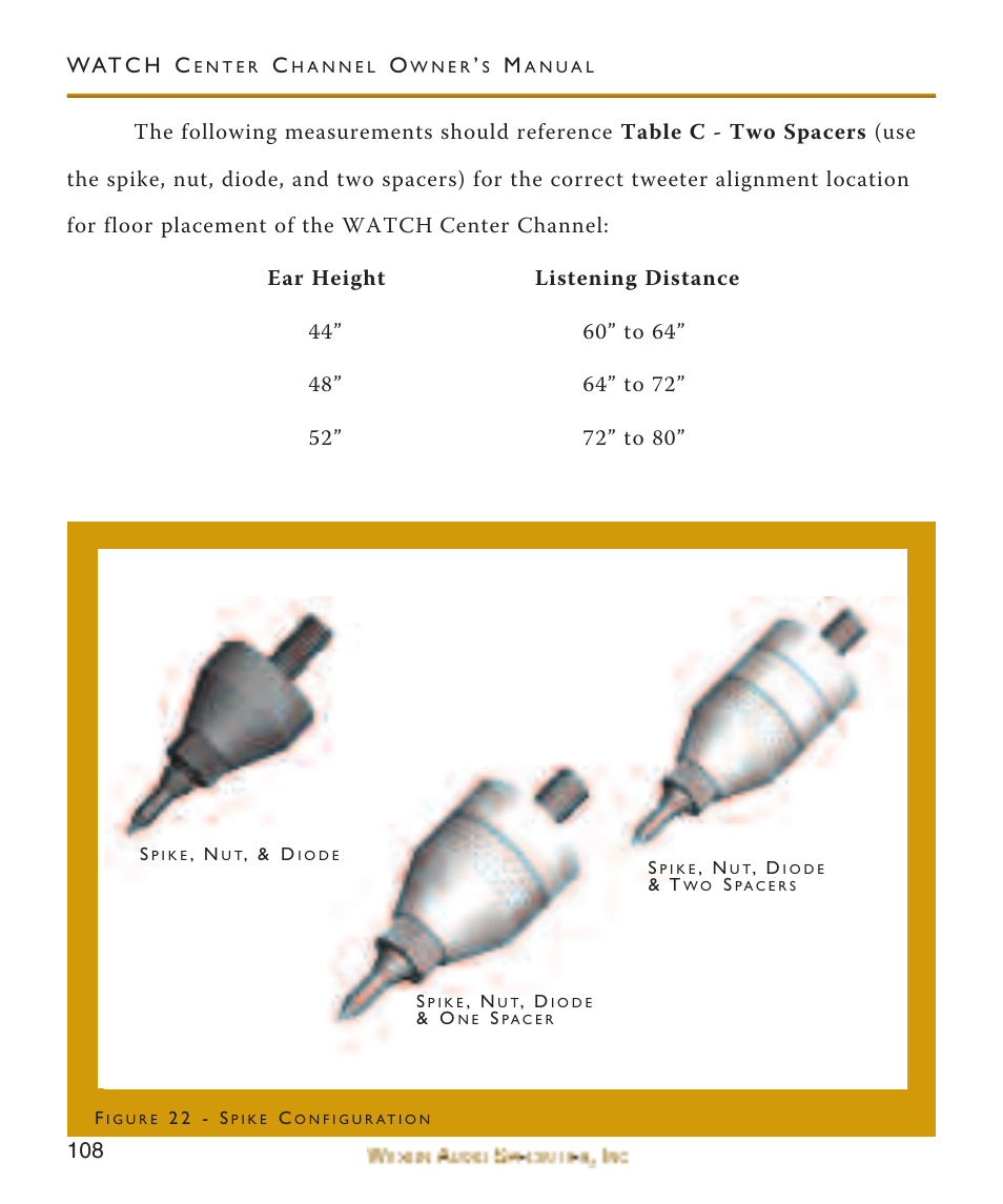 108 wat c h c | Wilson Audio WATCH Center Channel Series 1 User Manual | Page 108 / 121