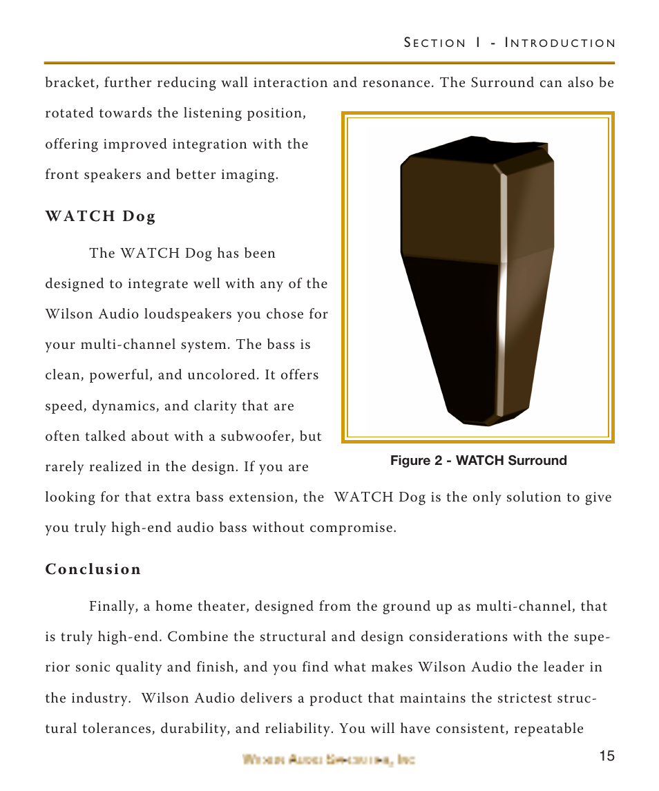 Watch dog, Conclusion, Watch dog conclusion | Wilson Audio WATCH Center Channel Series 1 User Manual | Page 15 / 121