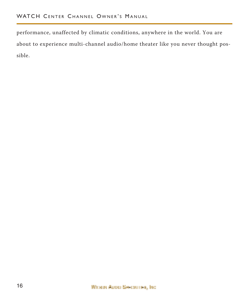 Wilson Audio WATCH Center Channel Series 1 User Manual | Page 16 / 121