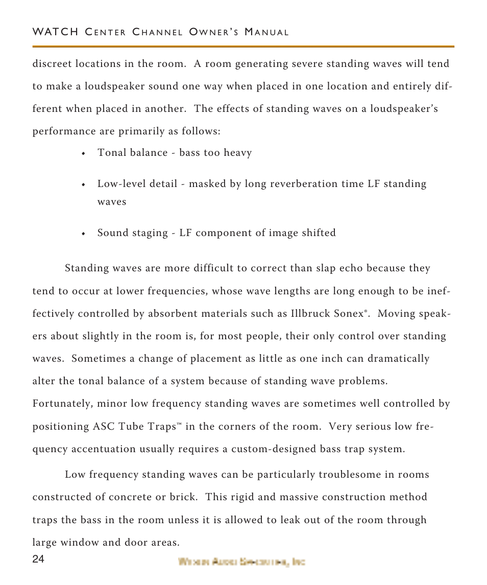 Wilson Audio WATCH Center Channel Series 1 User Manual | Page 24 / 121