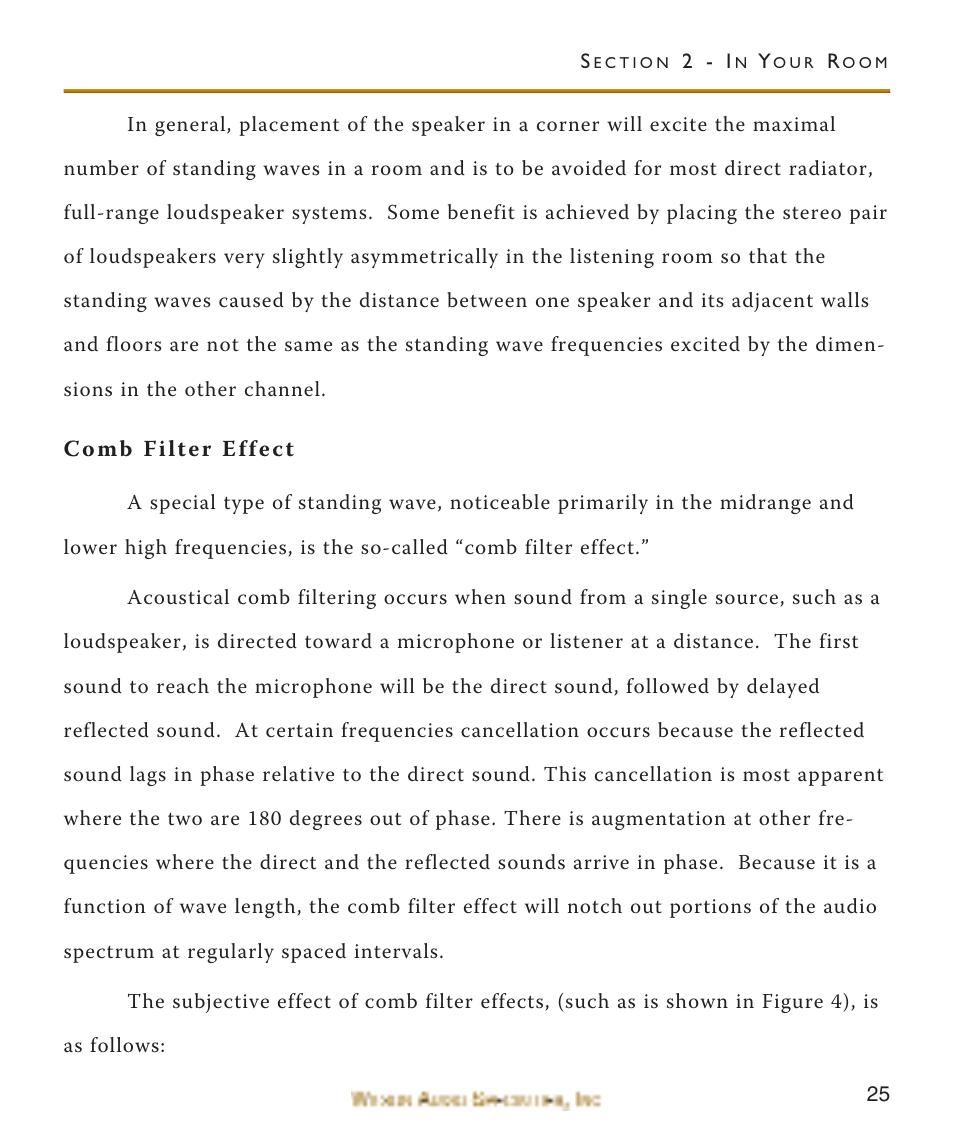 Comb filter effect | Wilson Audio WATCH Center Channel Series 1 User Manual | Page 25 / 121