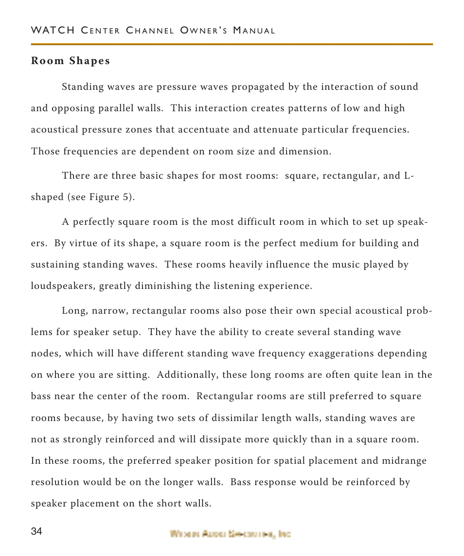 Room shapes | Wilson Audio WATCH Center Channel Series 1 User Manual | Page 34 / 121