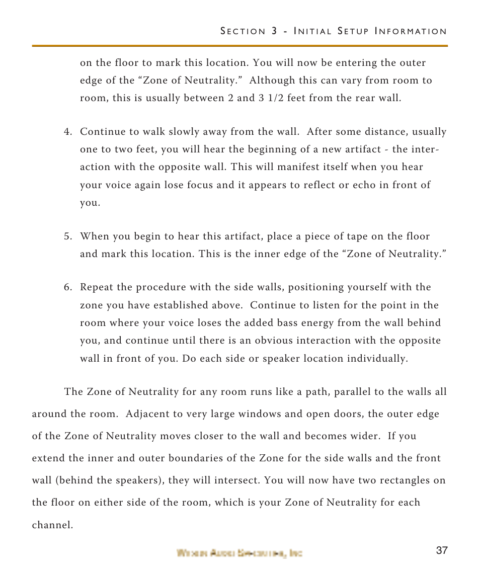 Wilson Audio WATCH Center Channel Series 1 User Manual | Page 37 / 121