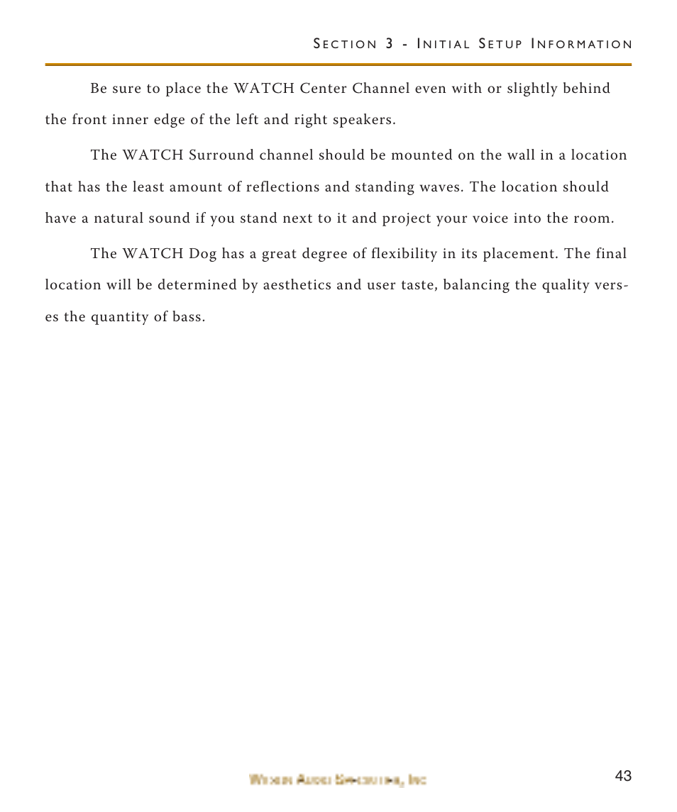 Wilson Audio WATCH Center Channel Series 1 User Manual | Page 43 / 121