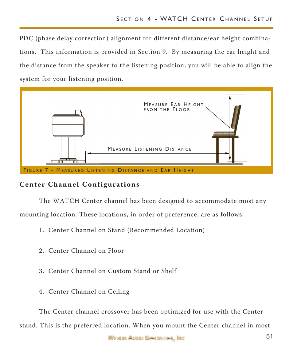 Center channel configurations, 4 - wat c h c | Wilson Audio WATCH Center Channel Series 1 User Manual | Page 51 / 121