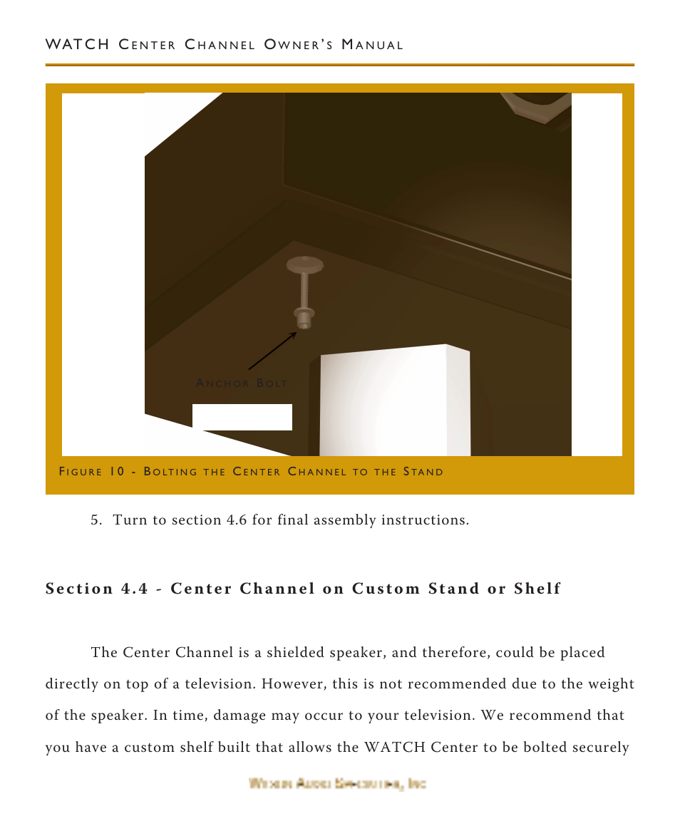 Section 4.4 - center channel | Wilson Audio WATCH Center Channel Series 1 User Manual | Page 56 / 121