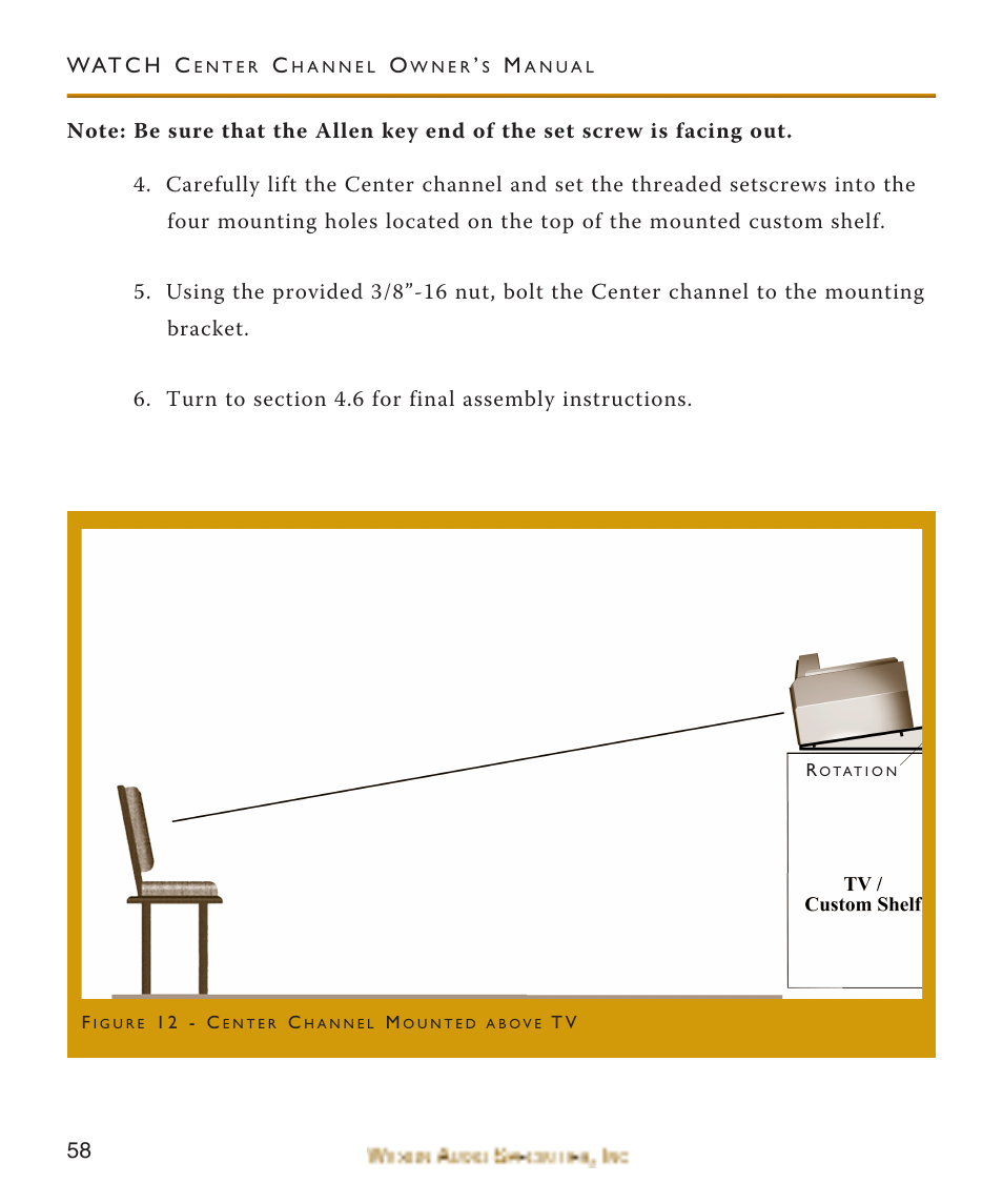 Wilson Audio WATCH Center Channel Series 1 User Manual | Page 58 / 121