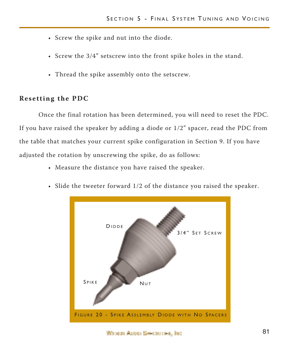 Resetting the pdc, 5 - f | Wilson Audio WATCH Center Channel Series 1 User Manual | Page 81 / 121