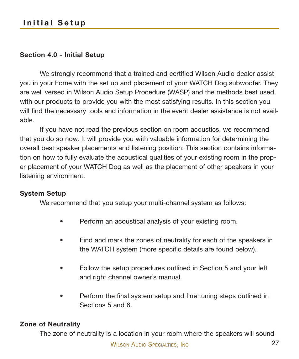 Wilson Audio WATCH Dog Subwoofer Series-2 User Manual | Page 27 / 87