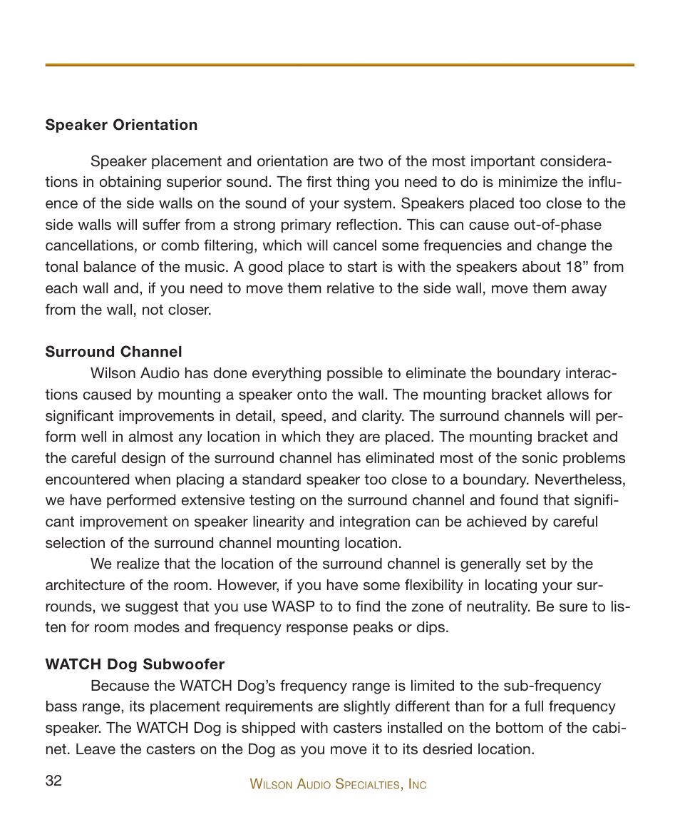 Wilson Audio WATCH Dog Subwoofer Series-2 User Manual | Page 32 / 87