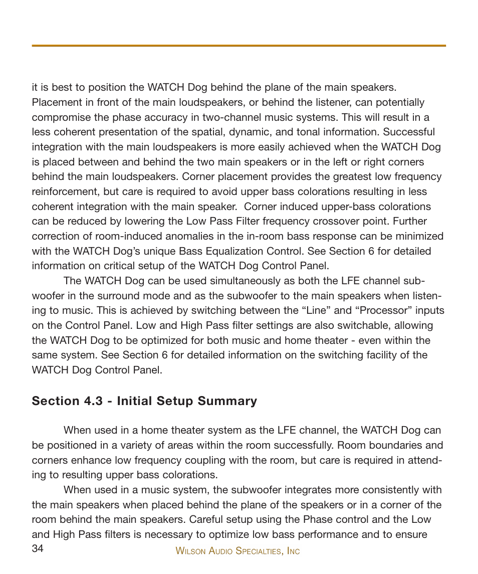 Wilson Audio WATCH Dog Subwoofer Series-2 User Manual | Page 34 / 87