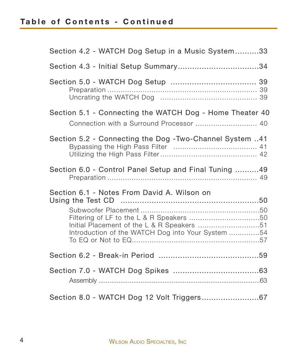 Wilson Audio WATCH Dog Subwoofer Series-2 User Manual | Page 4 / 87