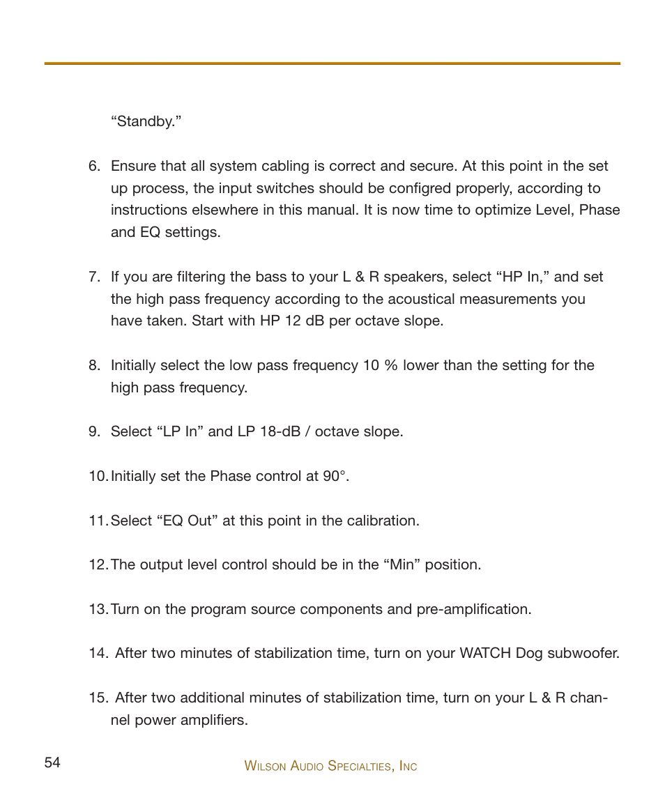 Wilson Audio WATCH Dog Subwoofer Series-2 User Manual | Page 54 / 87