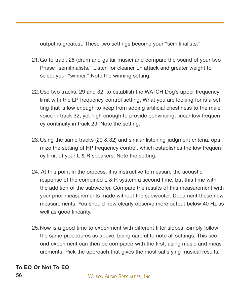 Wilson Audio WATCH Dog Subwoofer Series-2 User Manual | Page 56 / 87