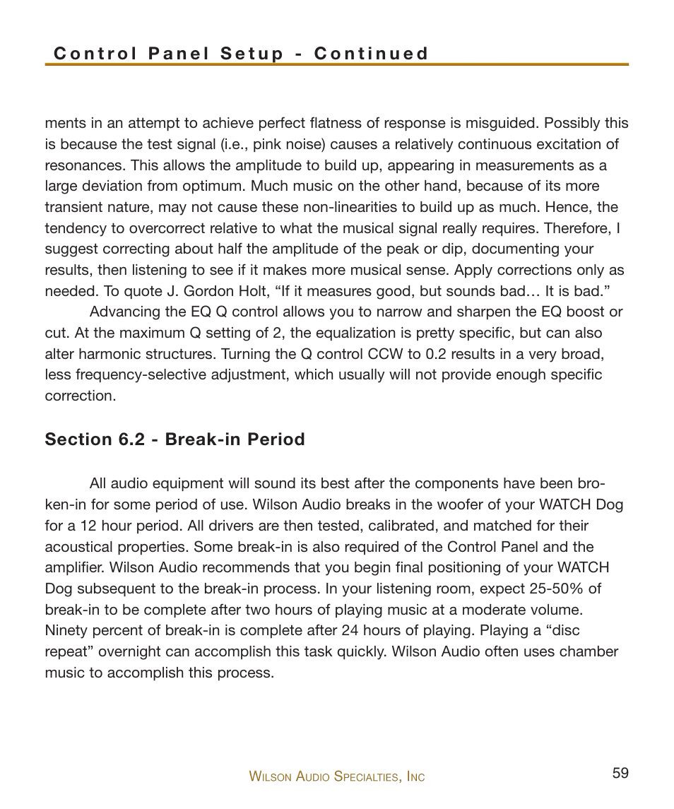 Wilson Audio WATCH Dog Subwoofer Series-2 User Manual | Page 59 / 87