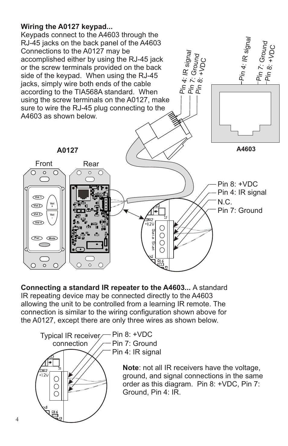 Front rear, A4603 | Channel Vision A4603 User Manual | Page 4 / 12