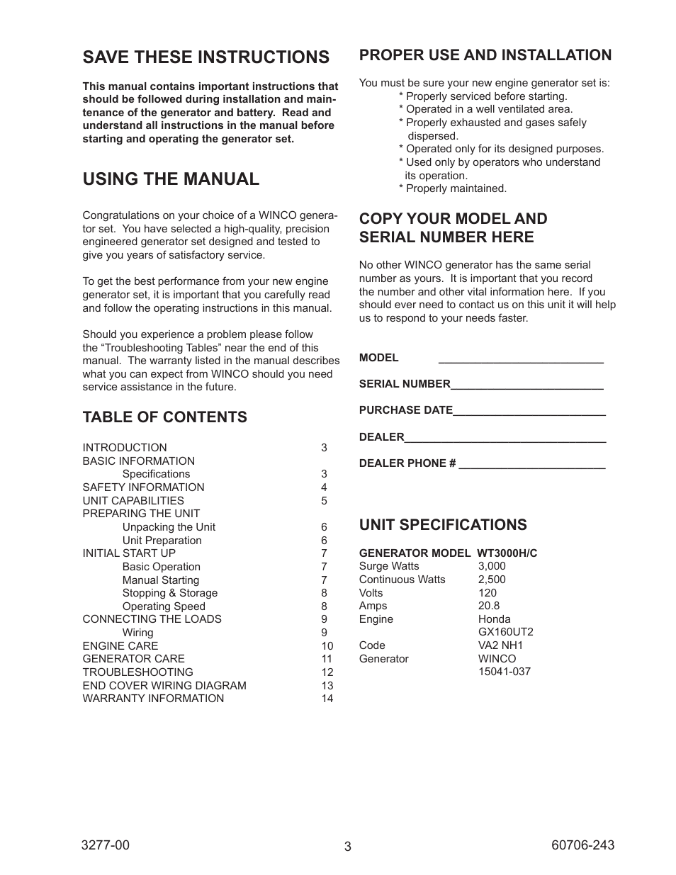 Winco WT3000H/C User Manual | Page 3 / 16