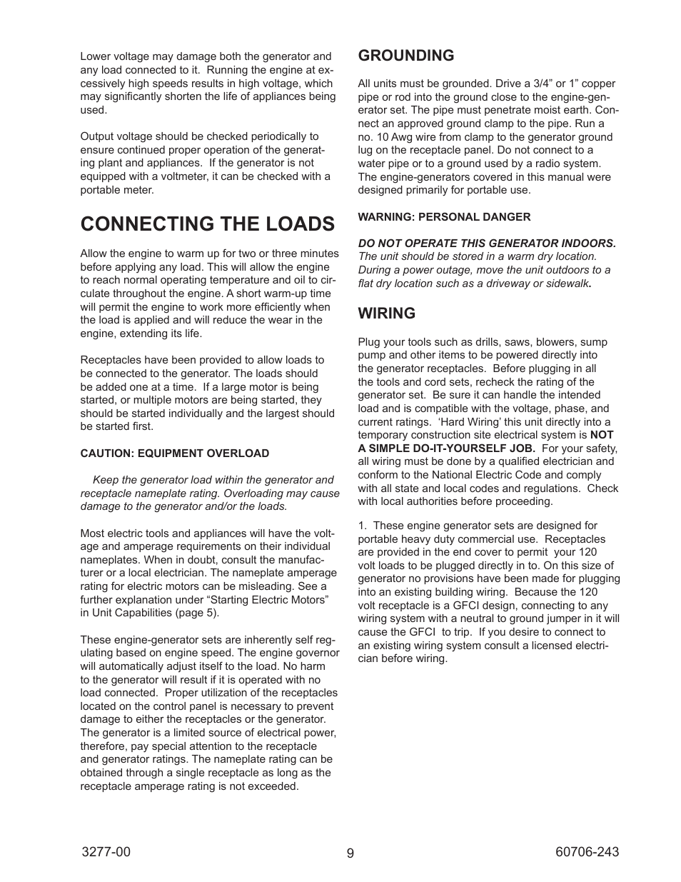 Connecting the loads, Grounding, Wiring | Winco WT3000H/C User Manual | Page 9 / 16