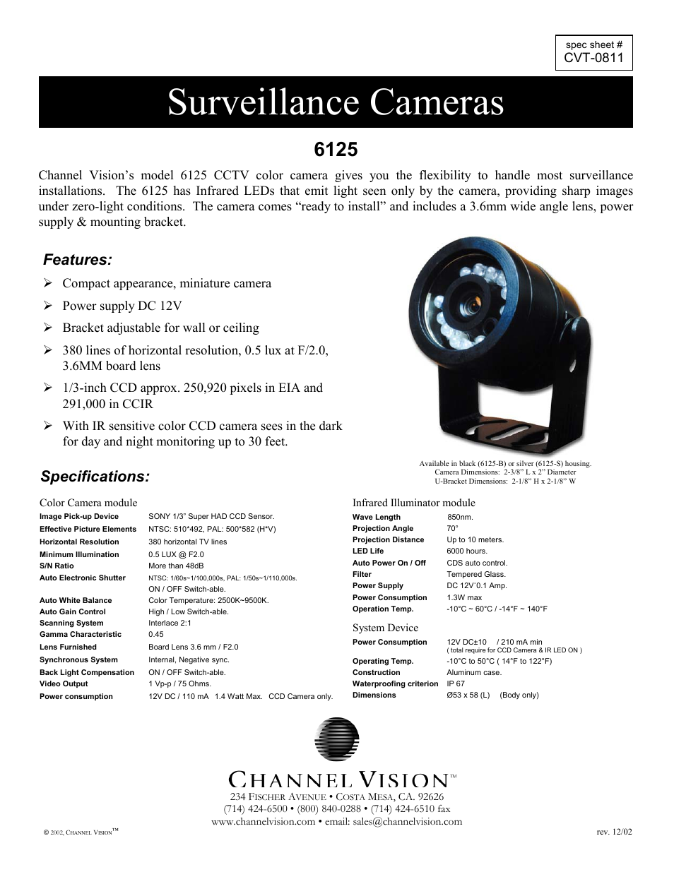 Channel Vision 6125 User Manual | 1 page