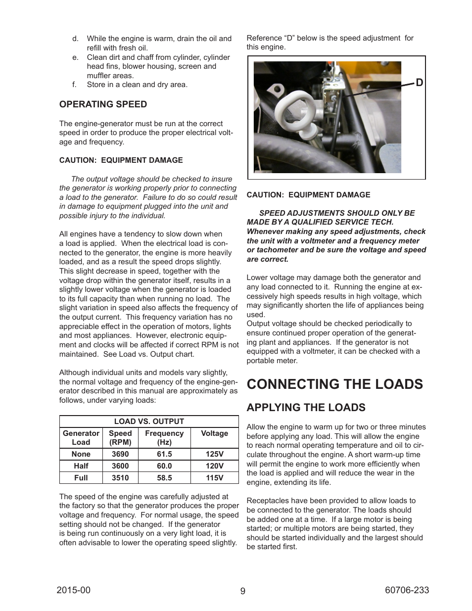 Connecting the loads, Applying the loads | Winco WL12000HE/K User Manual | Page 9 / 16