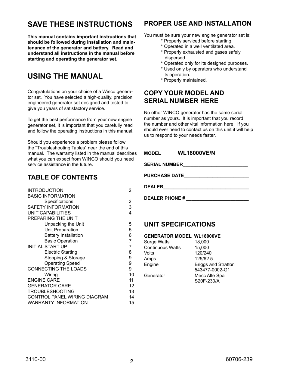Winco WL18000VE/N User Manual | Page 2 / 16