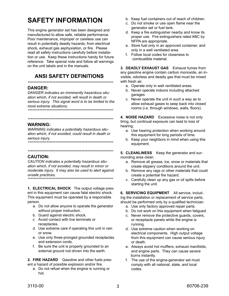 Safety information, Ansi safety definitions | Winco WL18000VE/N User Manual | Page 3 / 16