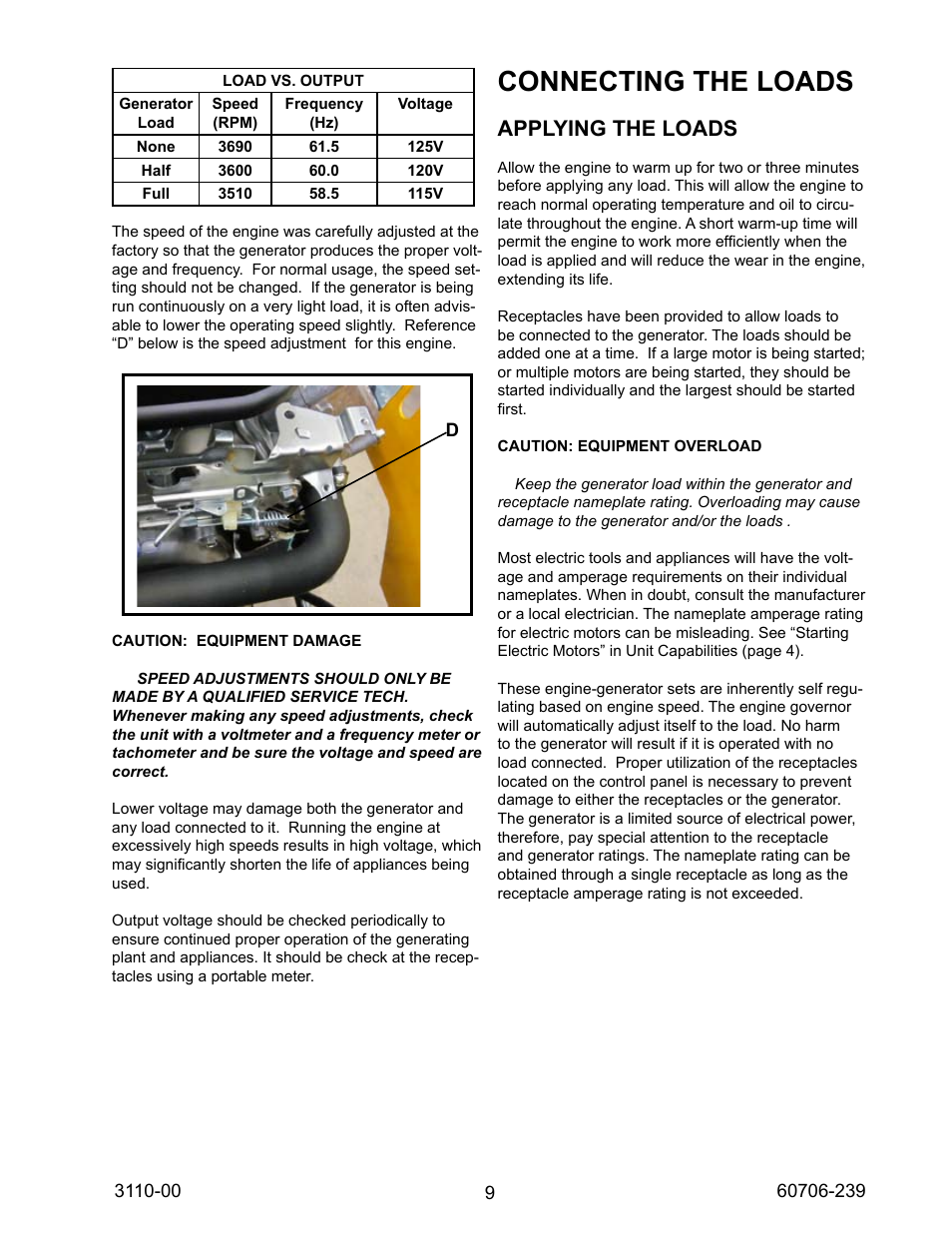 Connecting the loads, Applying the loads | Winco WL18000VE/N User Manual | Page 9 / 16