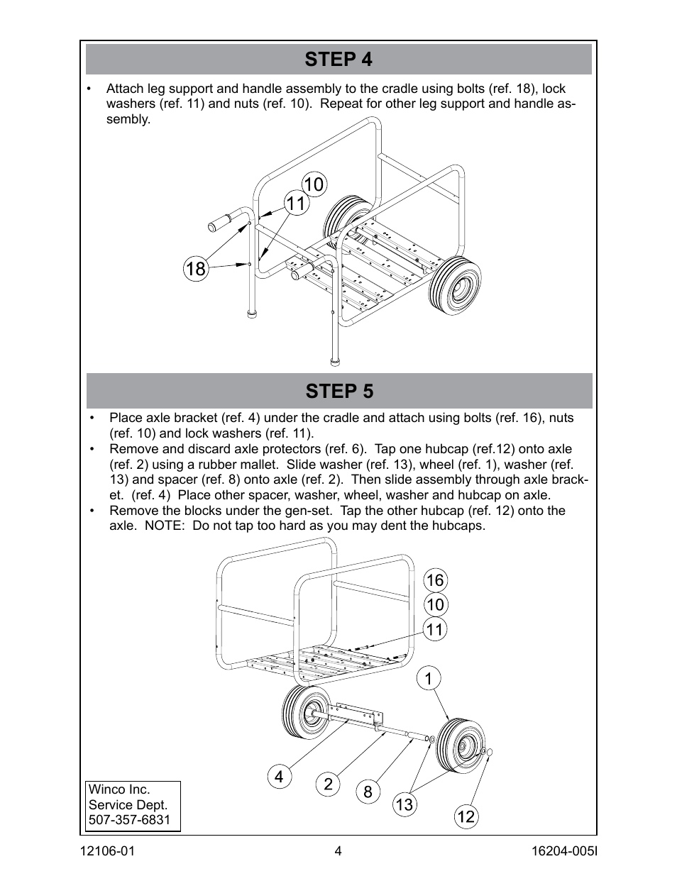 Step 4 step 5 | Winco 2-Wheel Dolly Kit Assembly Instructions User Manual | Page 4 / 4