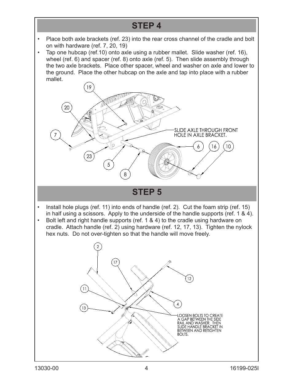 Step 4, Step 5 | Winco WC10000VE/E Dolly Kit Assembly Instructions User Manual | Page 4 / 4