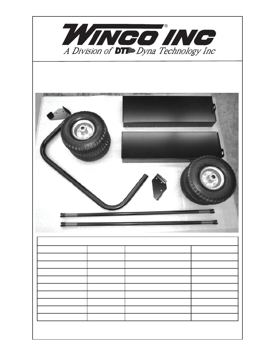 Winco 4-Wheel Dolly Kit Assembly Instructions for 12kW Gen-Sets User Manual | 4 pages