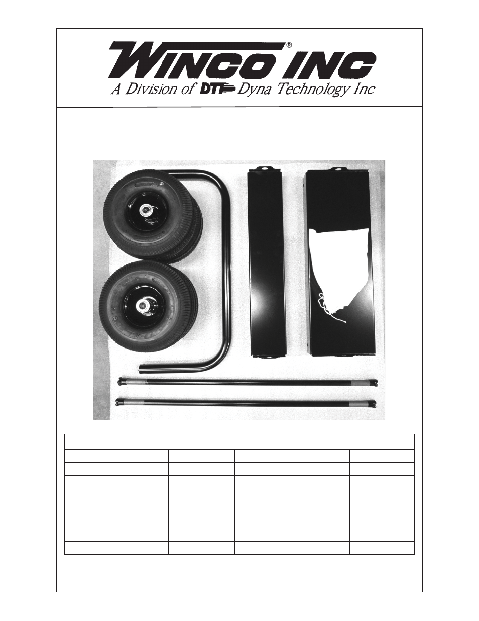 Winco 4-Wheel Dolly Kit Assembly Instructions for WL18000VE User Manual | 4 pages
